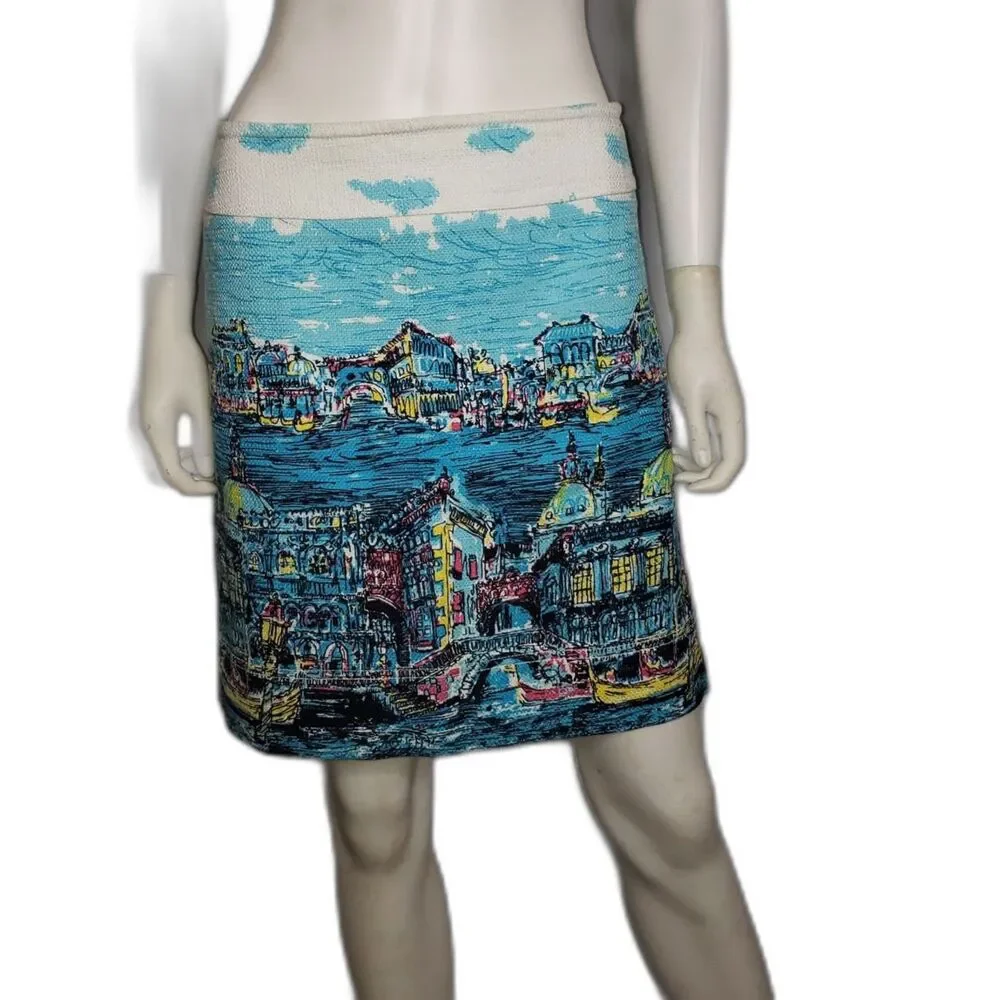 Talbots Venice Canal Cityscape Scenic Skirt Womens Size 4